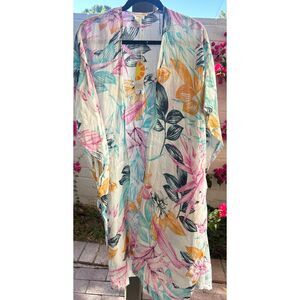 NEW! C&C California Women's Swim Cover Up Resort Tropical 100% Linen OSFM NWT